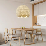 Elegant Mulberry Silk Moon Sphere Pendant Light Modern Indoor Hanging Lamp