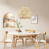 Elegant Mulberry Silk Moon Sphere Pendant Light Modern Indoor Hanging Lamp