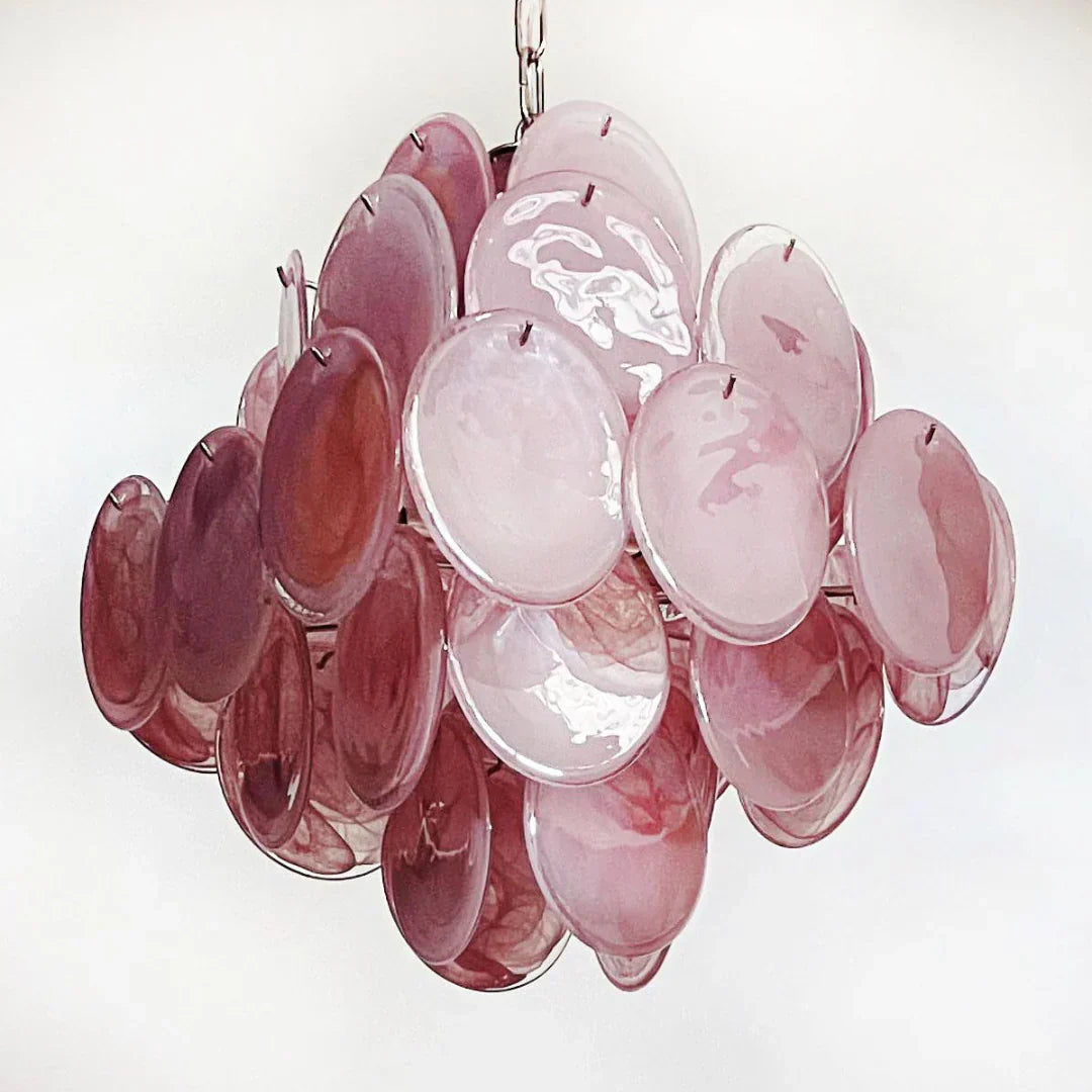 elegant-murano-pink-glass-disk-chandelier-for-modern-dining-room-lighting