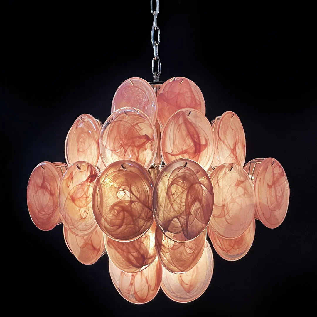 elegant-murano-pink-glass-disk-chandelier-for-modern-dining-room-lighting