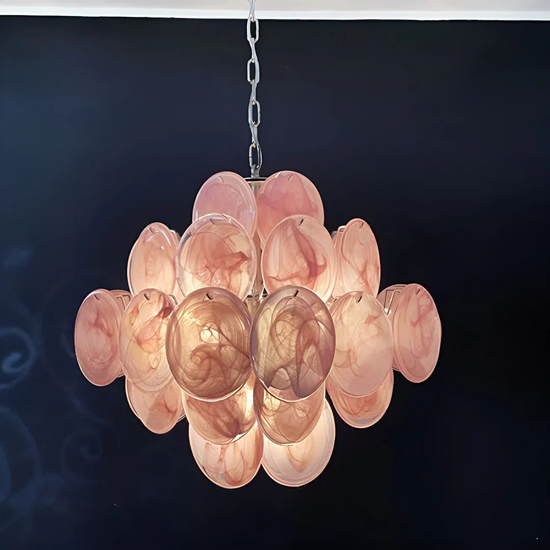 elegant-murano-pink-glass-disk-chandelier-for-modern-dining-room-lighting