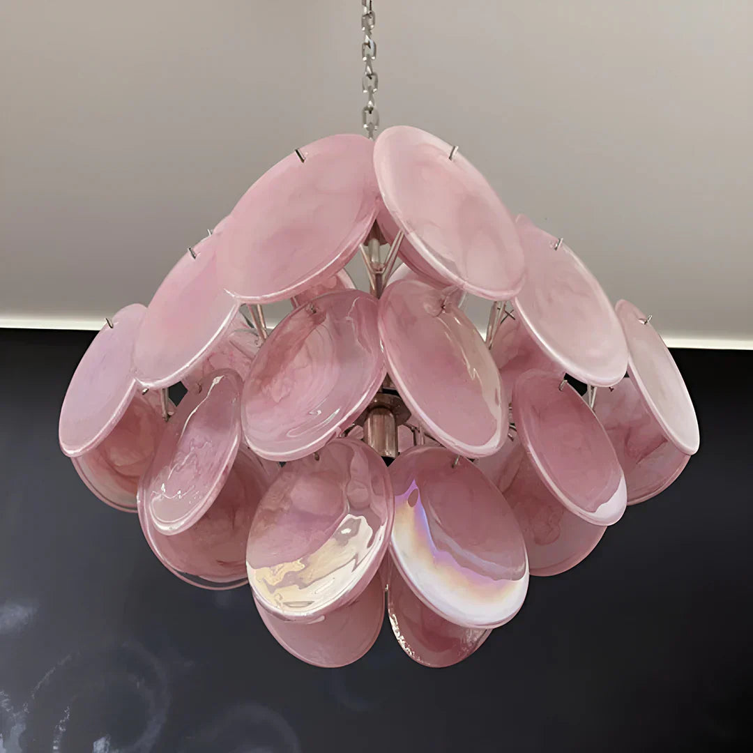 elegant-murano-pink-glass-disk-chandelier-for-modern-dining-room-lighting