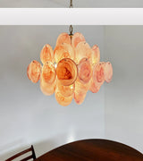 elegant-murano-pink-glass-disk-chandelier-for-modern-dining-room-lighting