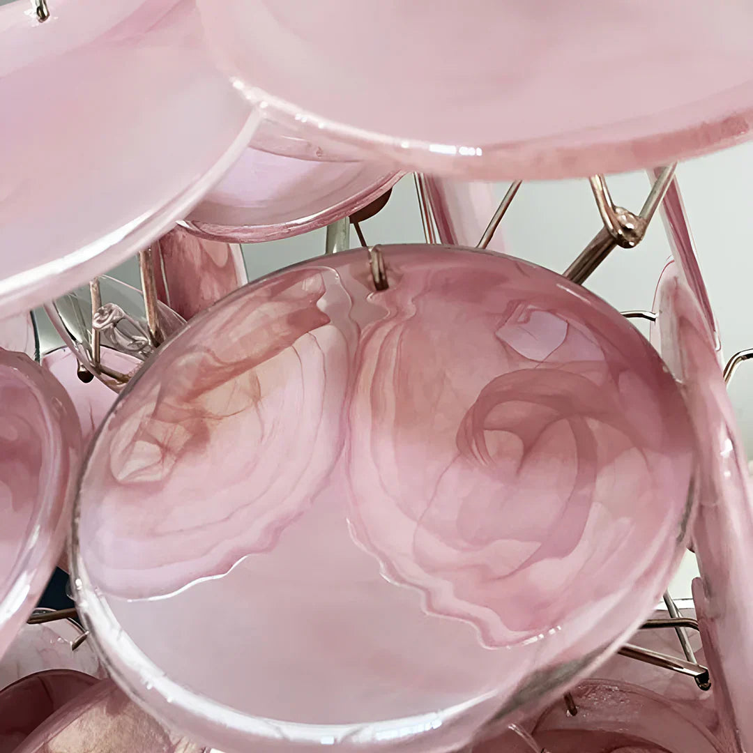 elegant-murano-pink-glass-disk-chandelier-for-modern-dining-room-lighting