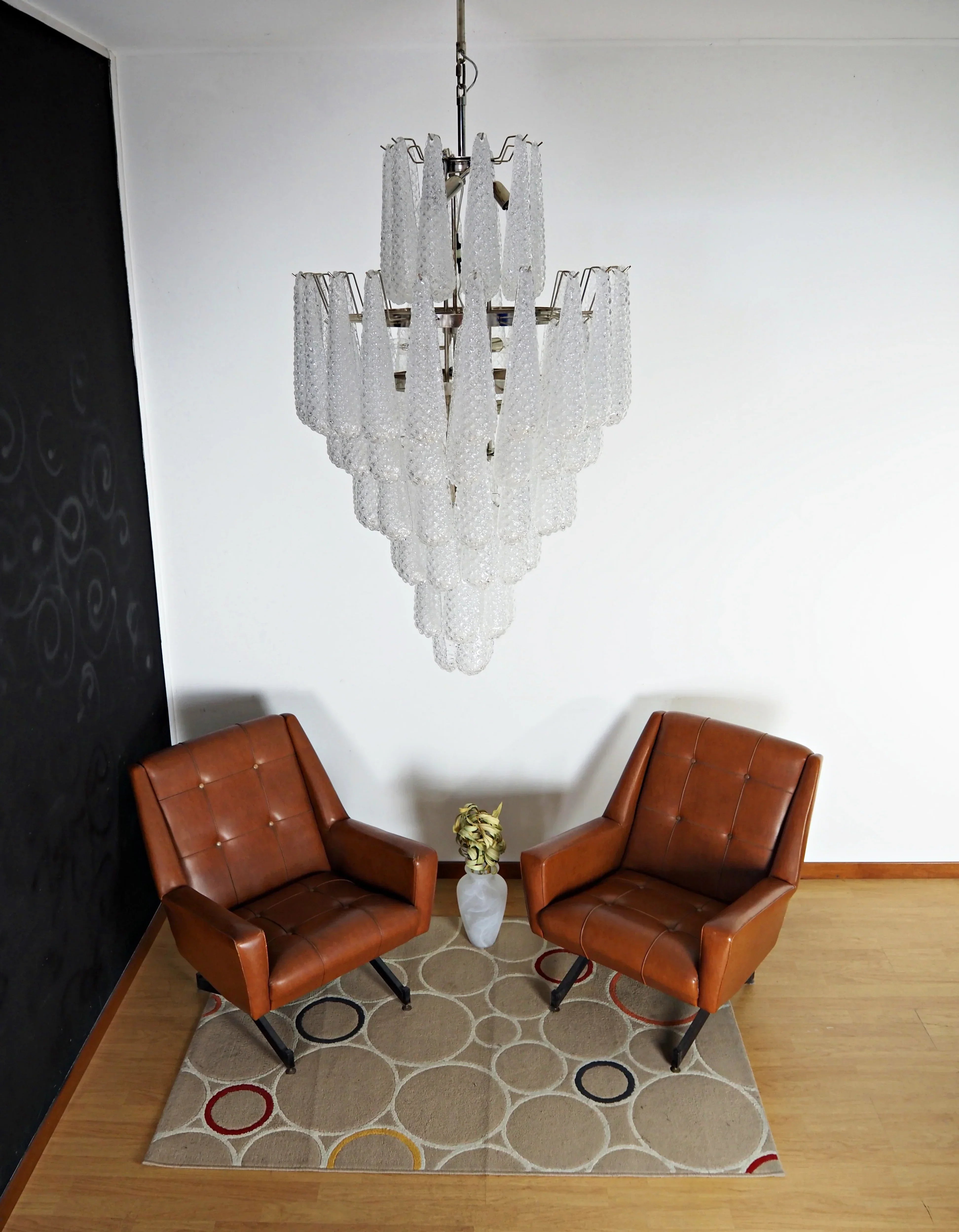 elegant-murano-style-transparent-glass-petal-chandelier-for-modern-living-room