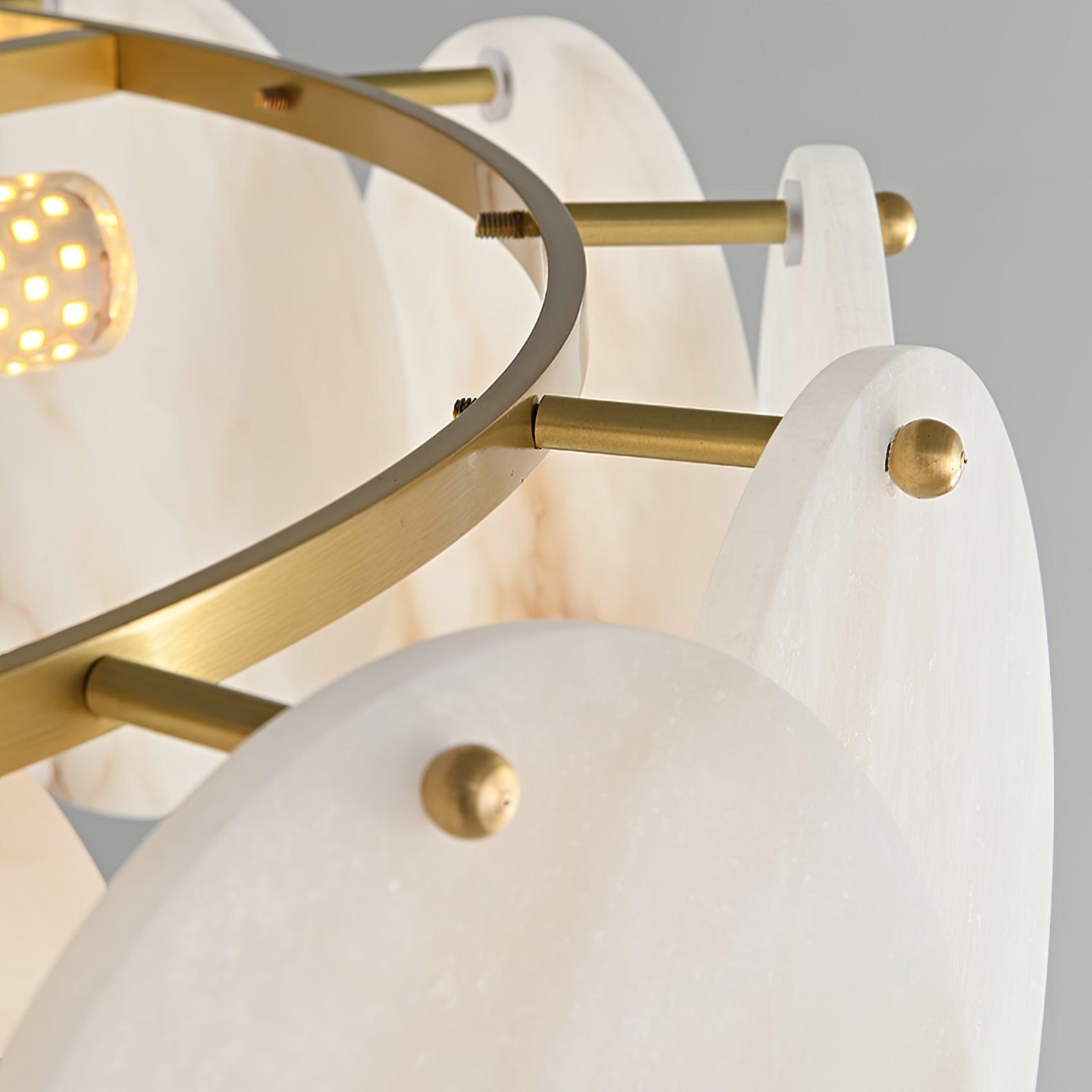 Elegant Natural Alabaster Shell Crown Chandelier Brass Multi Tier Luxury Pendant Light