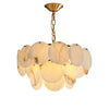 Elegant Natural Alabaster Shell Crown Chandelier Brass Multi Tier Luxury Pendant Light