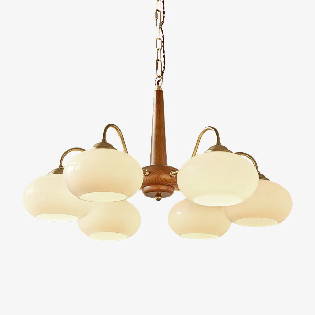 Elegant Persimmon Glass Chandelier Mid Century Modern Pendant Lighting