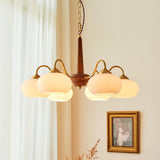 Elegant Persimmon Glass Chandelier Mid Century Modern Pendant Lighting
