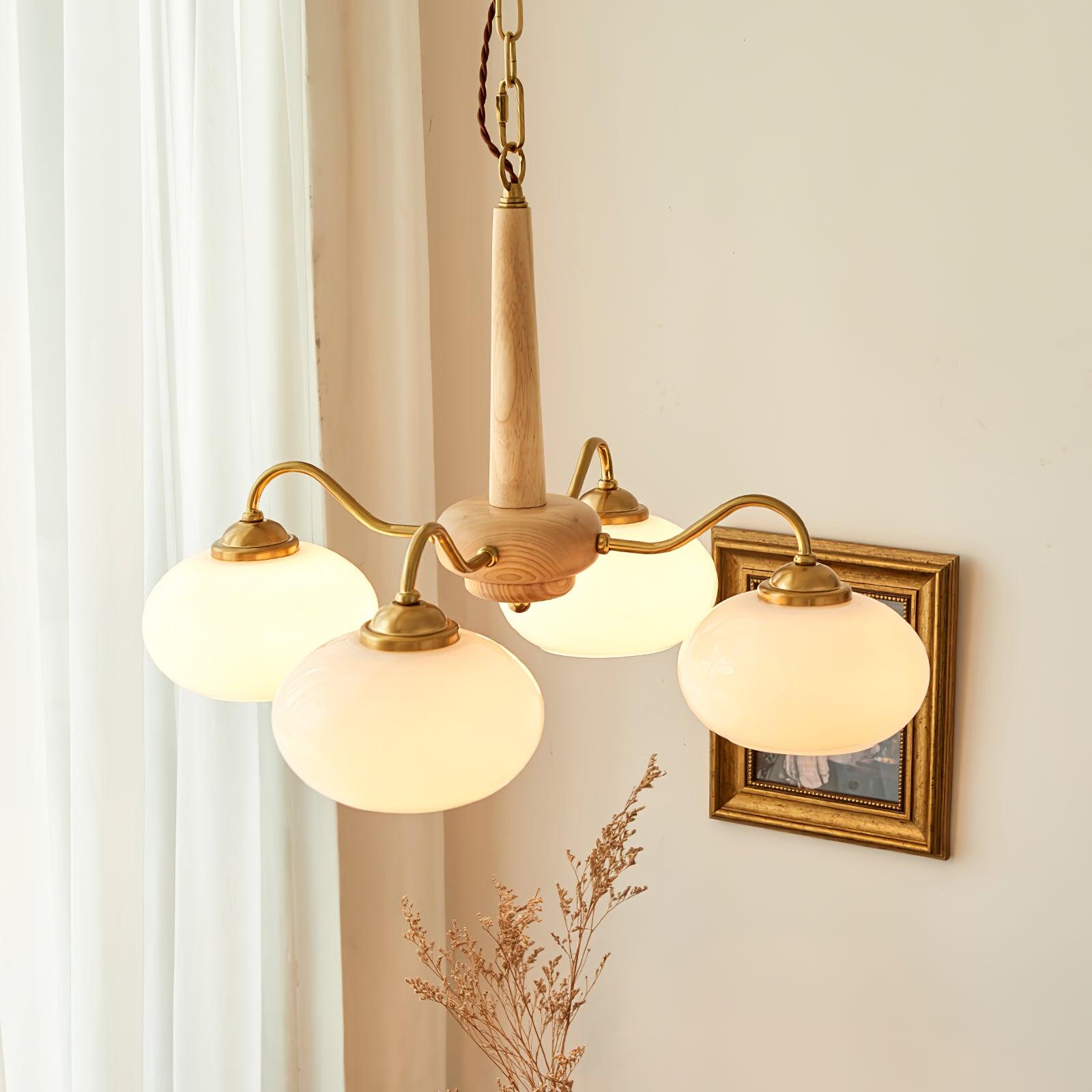 Elegant Persimmon Glass Chandelier Mid Century Modern Pendant Lighting