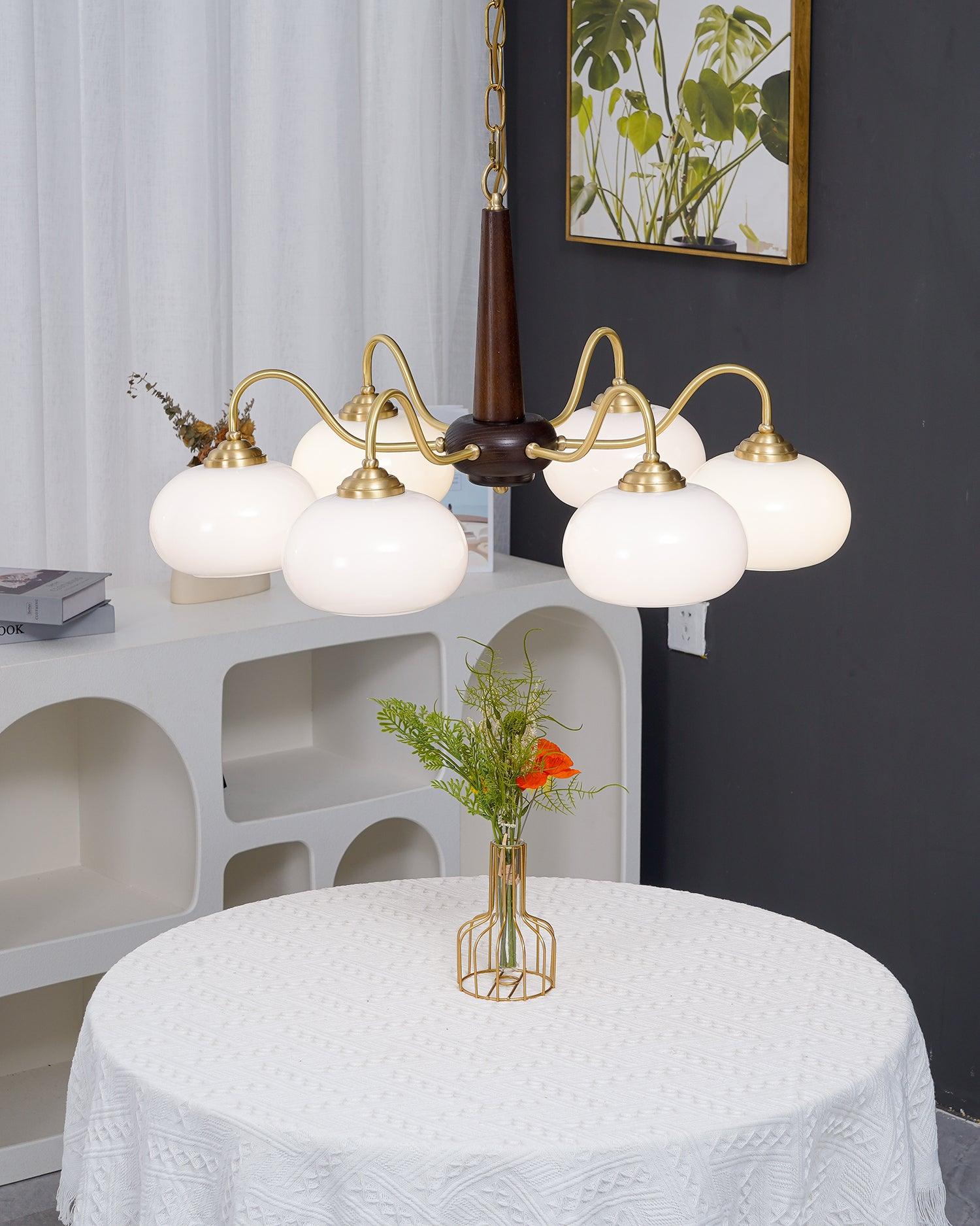 Elegant Persimmon Glass Chandelier Mid Century Modern Pendant Lighting