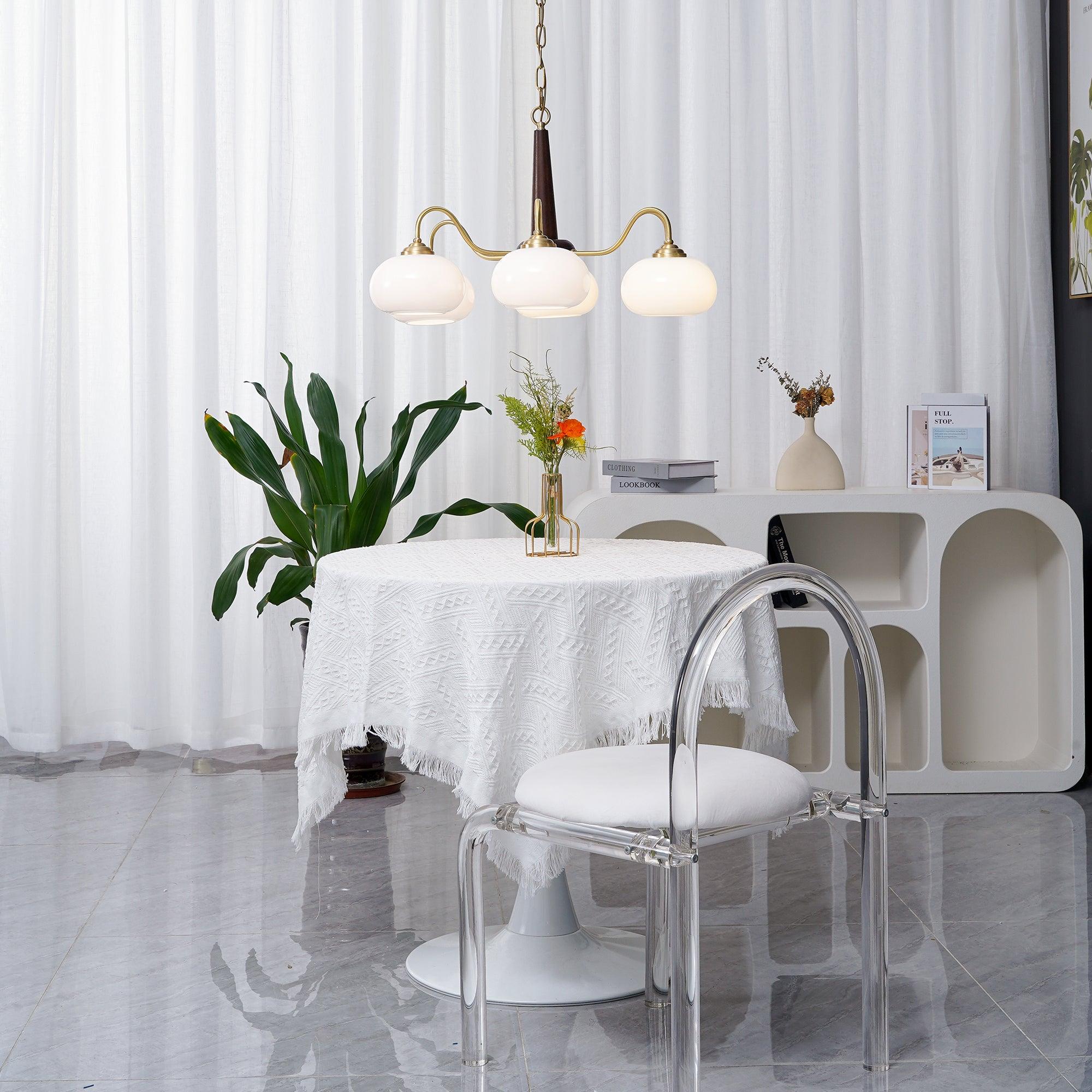Elegant Persimmon Glass Chandelier Mid Century Modern Pendant Lighting