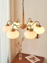 Elegant Persimmon Glass Chandelier Mid Century Modern Pendant Lighting