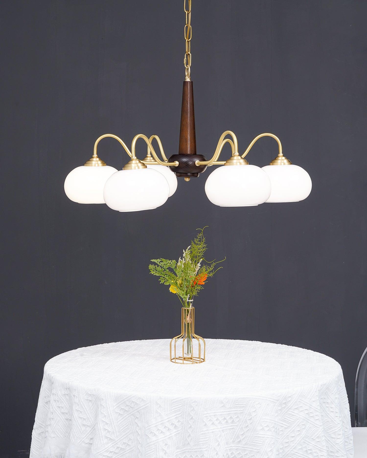 Elegant Persimmon Glass Chandelier Mid Century Modern Pendant Lighting