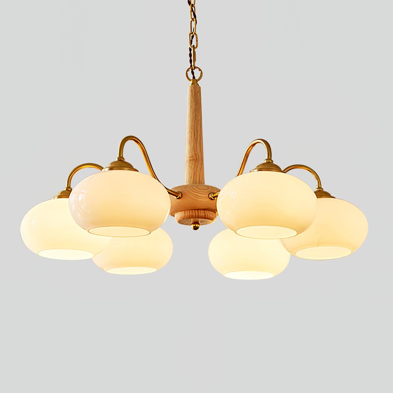 Elegant Persimmon Glass Chandelier Mid Century Modern Pendant Lighting