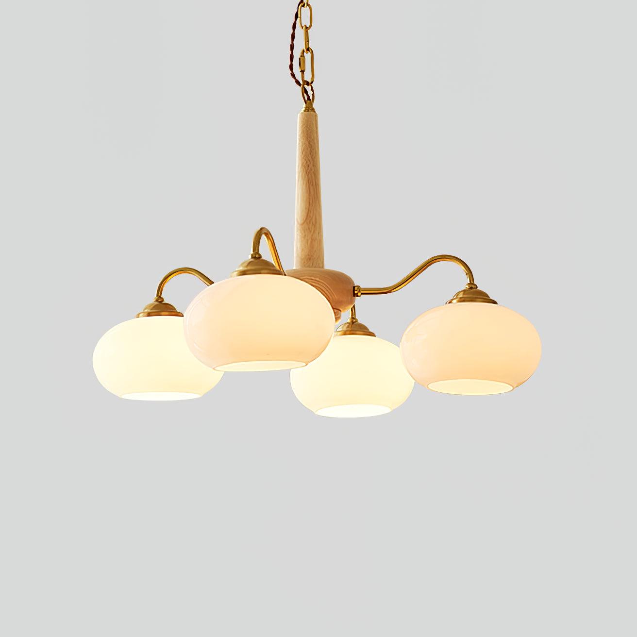 Elegant Persimmon Glass Chandelier Mid Century Modern Pendant Lighting