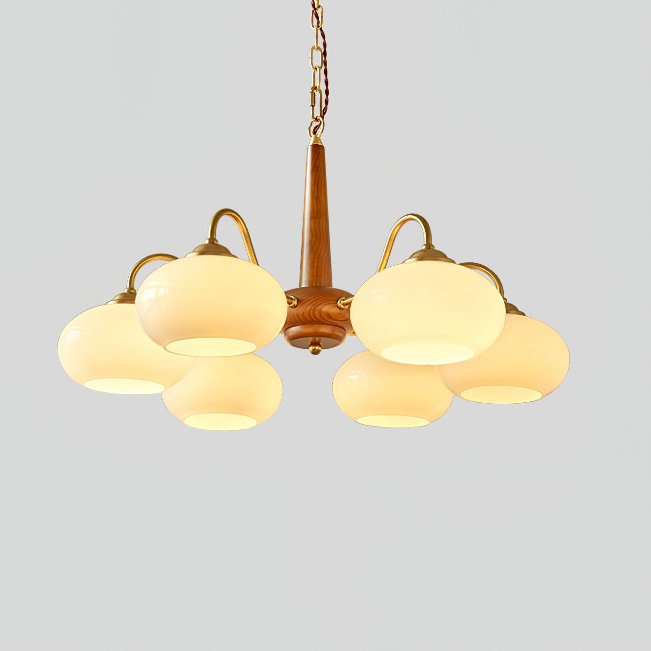 Elegant Persimmon Glass Chandelier Mid Century Modern Pendant Lighting
