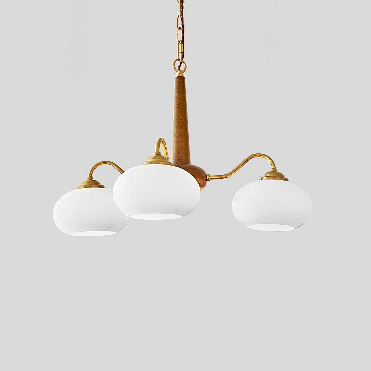 Elegant Persimmon Glass Chandelier Mid Century Modern Pendant Lighting