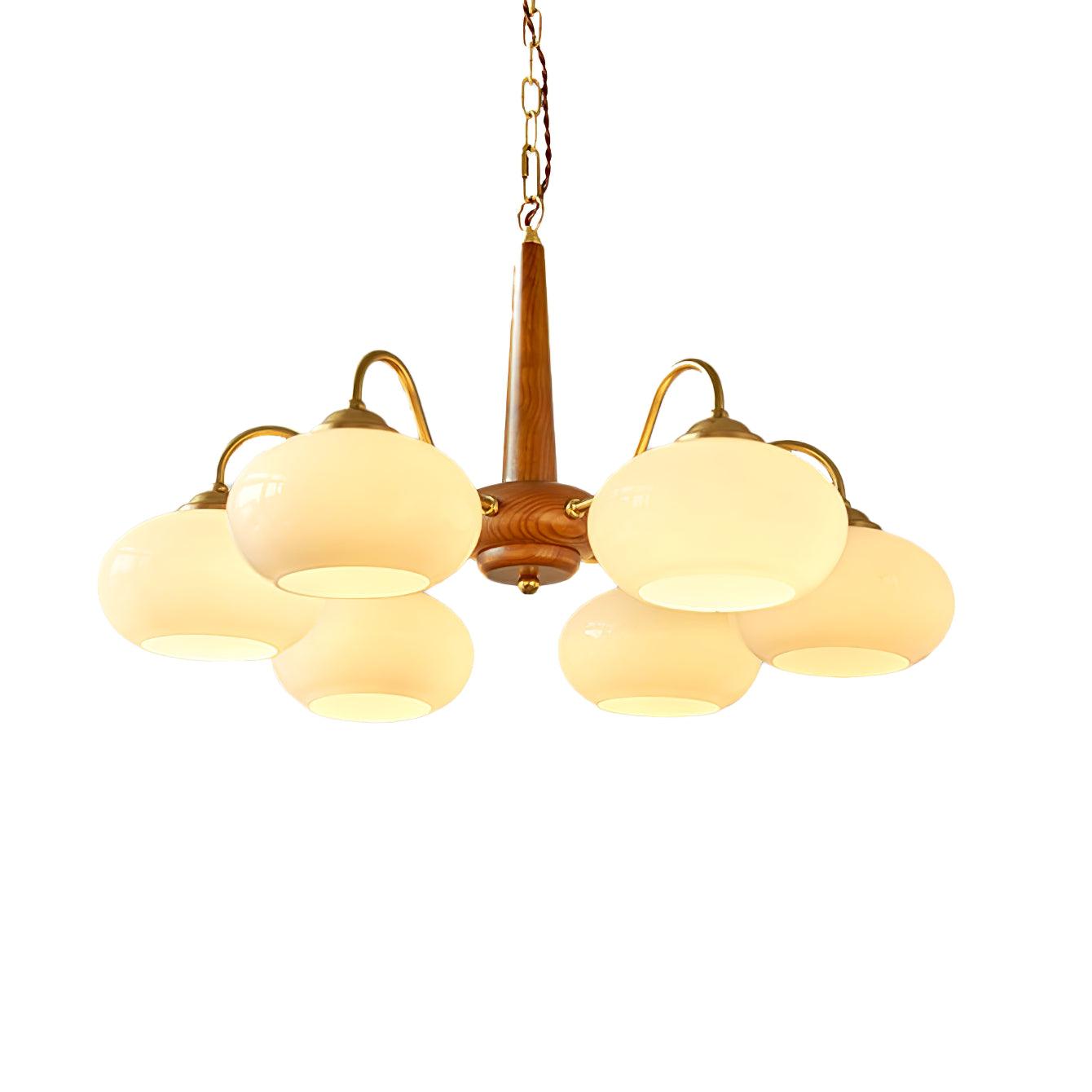 Elegant Persimmon Glass Chandelier Mid Century Modern Pendant Lighting