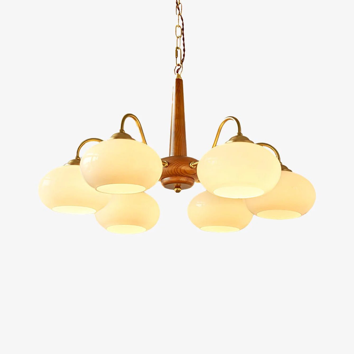 Elegant Persimmon Glass Chandelier Mid Century Modern Pendant Lighting