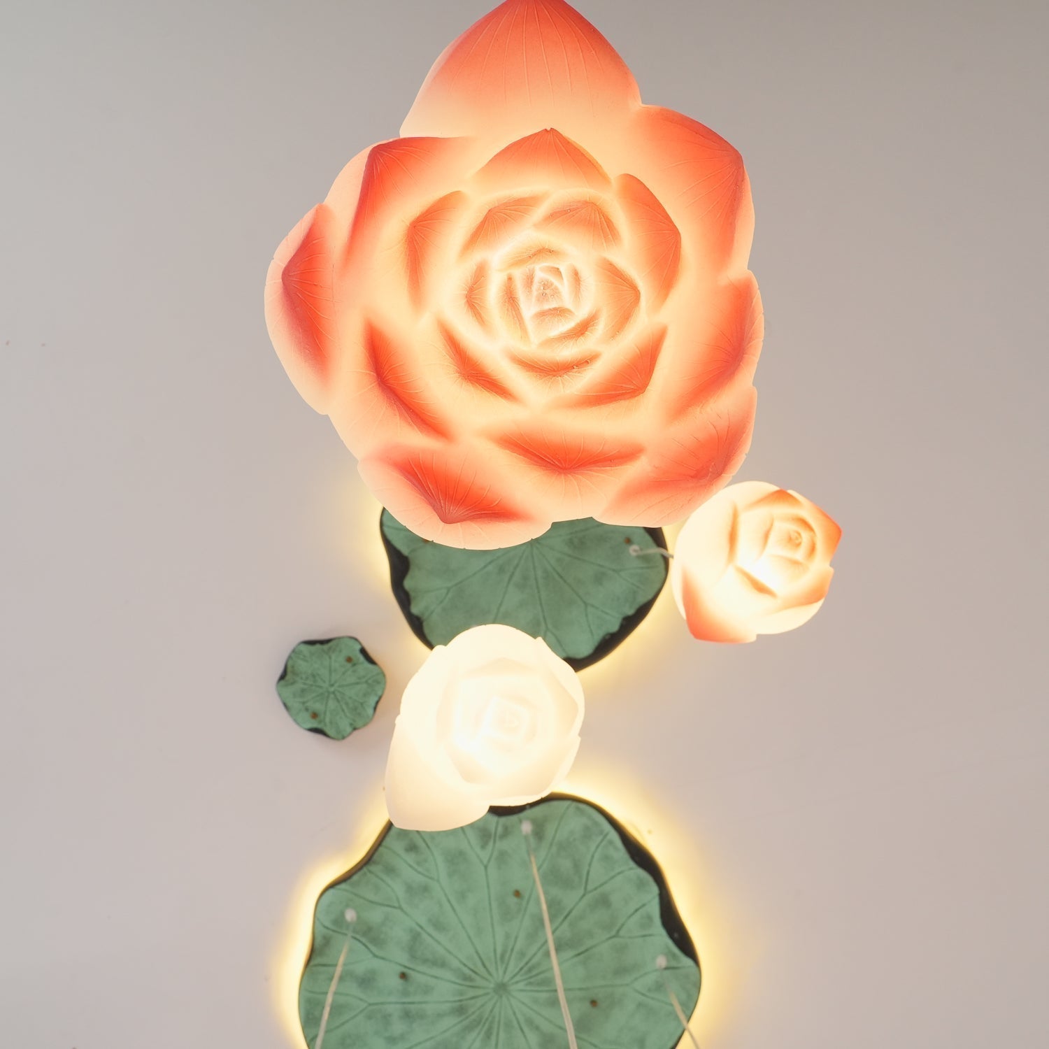 Elegant Pink and White Lotus Crown Floral Chandelier for Modern Living Spaces and Bedrooms