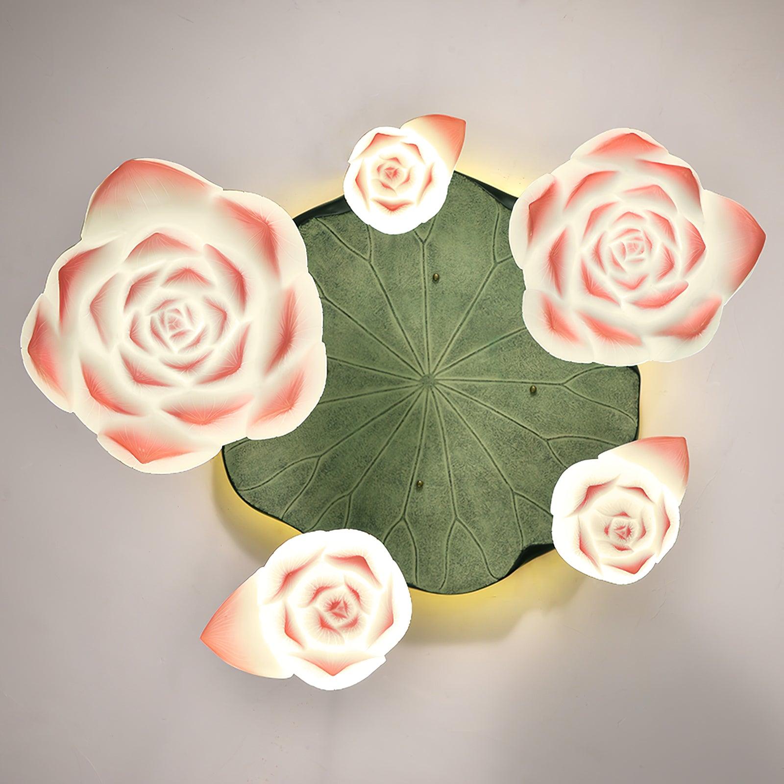 Elegant Pink and White Lotus Crown Floral Chandelier for Modern Living Spaces and Bedrooms
