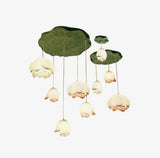 Elegant Pink and White Lotus Crown Floral Chandelier for Modern Living Spaces and Bedrooms