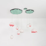 Elegant Pink and White Lotus Crown Floral Chandelier for Modern Living Spaces and Bedrooms