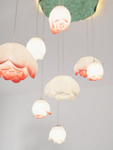 Elegant Pink and White Lotus Crown Floral Chandelier for Modern Living Spaces and Bedrooms