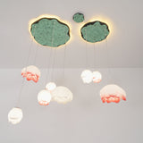 Elegant Pink and White Lotus Crown Floral Chandelier for Modern Living Spaces and Bedrooms