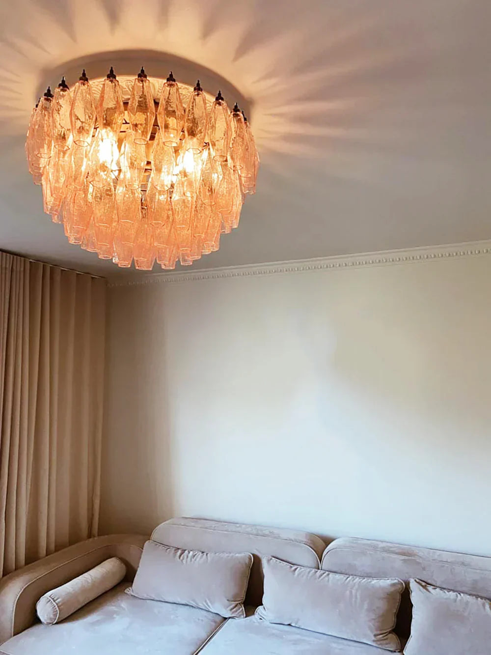elegant-pink-murano-glass-poliedri-flush-mount-ceiling-light-for-living-room