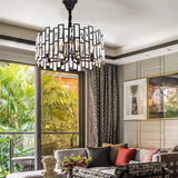 Elegant Postmodern Crystal Chandelier with Three Color LED for Living Room and Dining Space