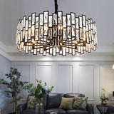 Elegant Postmodern Crystal Chandelier with Three Color LED for Living Room and Dining Space