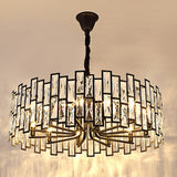 Elegant Postmodern Crystal Chandelier with Three Color LED for Living Room and Dining Space