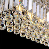 Elegant Rectangular K9 Crystal Raindrop Chandelier Chrome Pendant Light for Dining Areas