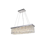 Elegant Rectangular K9 Crystal Raindrop Chandelier Chrome Pendant Light for Dining Areas