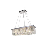 Elegant Rectangular K9 Crystal Raindrop Chandelier Chrome Pendant Light for Dining Areas
