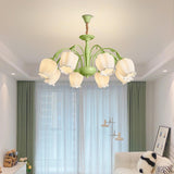 Elegant Rococo Style Floral Glass Chandelier Vintage Ceiling Pendant Light Fixture
