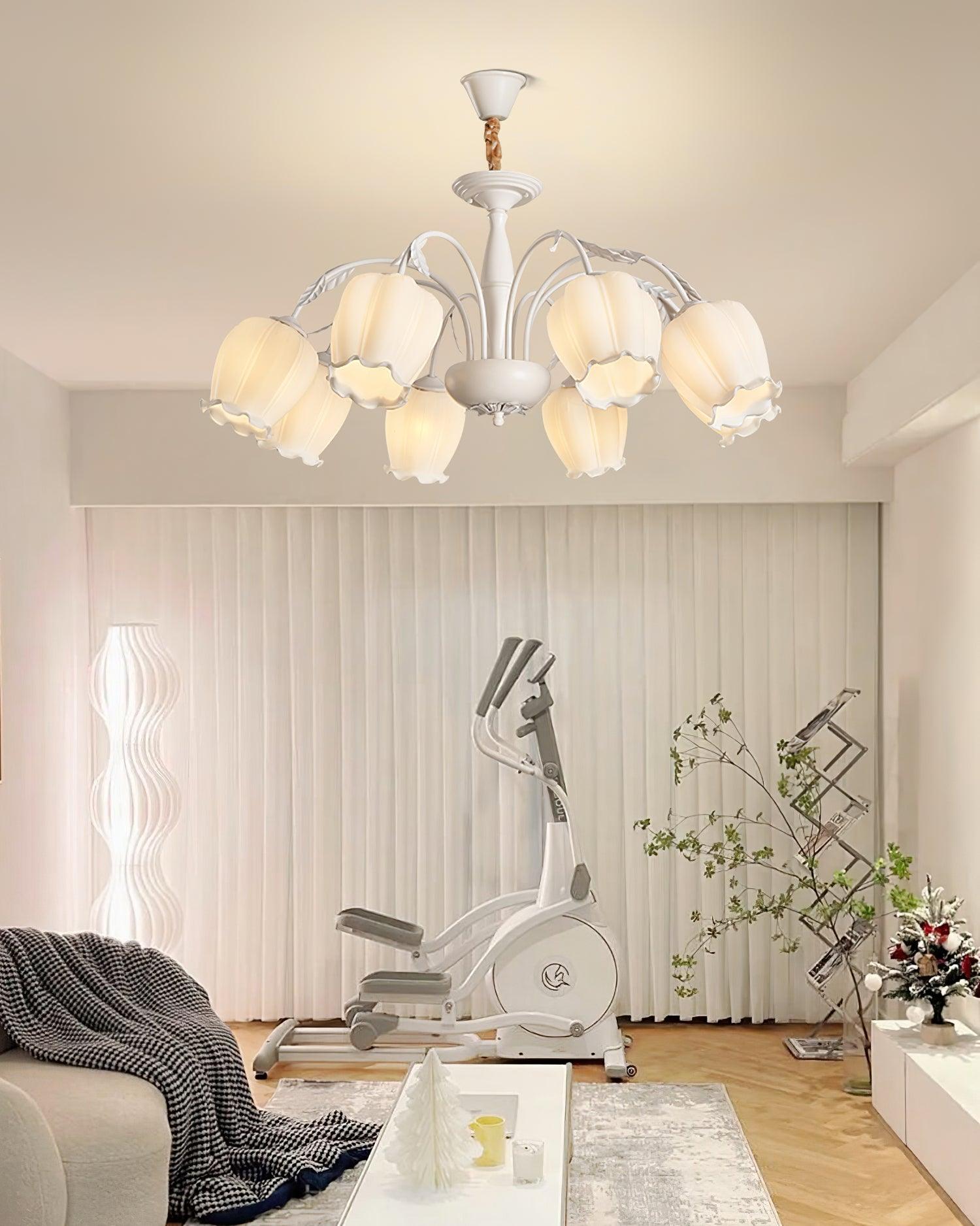 Elegant Rococo Style Floral Glass Chandelier Vintage Ceiling Pendant Light Fixture