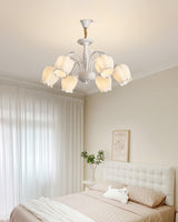 Elegant Rococo Style Floral Glass Chandelier Vintage Ceiling Pendant Light Fixture