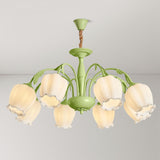 Elegant Rococo Style Floral Glass Chandelier Vintage Ceiling Pendant Light Fixture