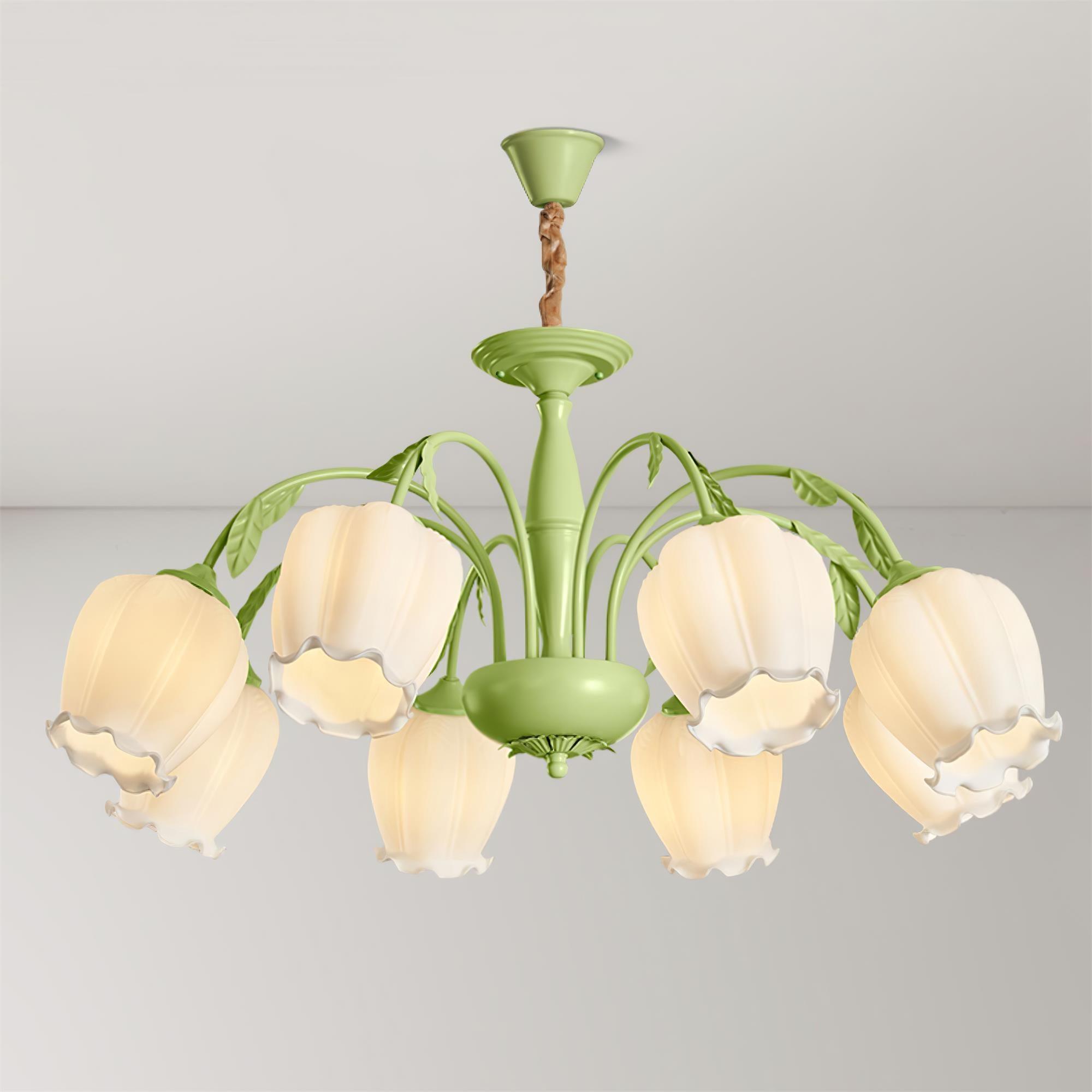 Elegant Rococo Style Floral Glass Chandelier Vintage Ceiling Pendant Light Fixture