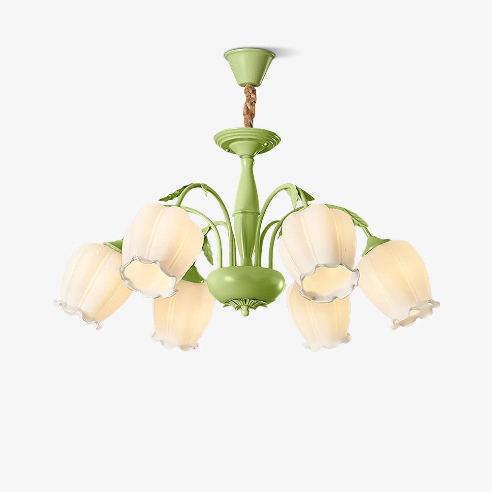 Elegant Rococo Style Floral Glass Chandelier Vintage Ceiling Pendant Light Fixture
