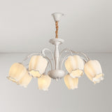 Elegant Rococo Style Floral Glass Chandelier Vintage Ceiling Pendant Light Fixture