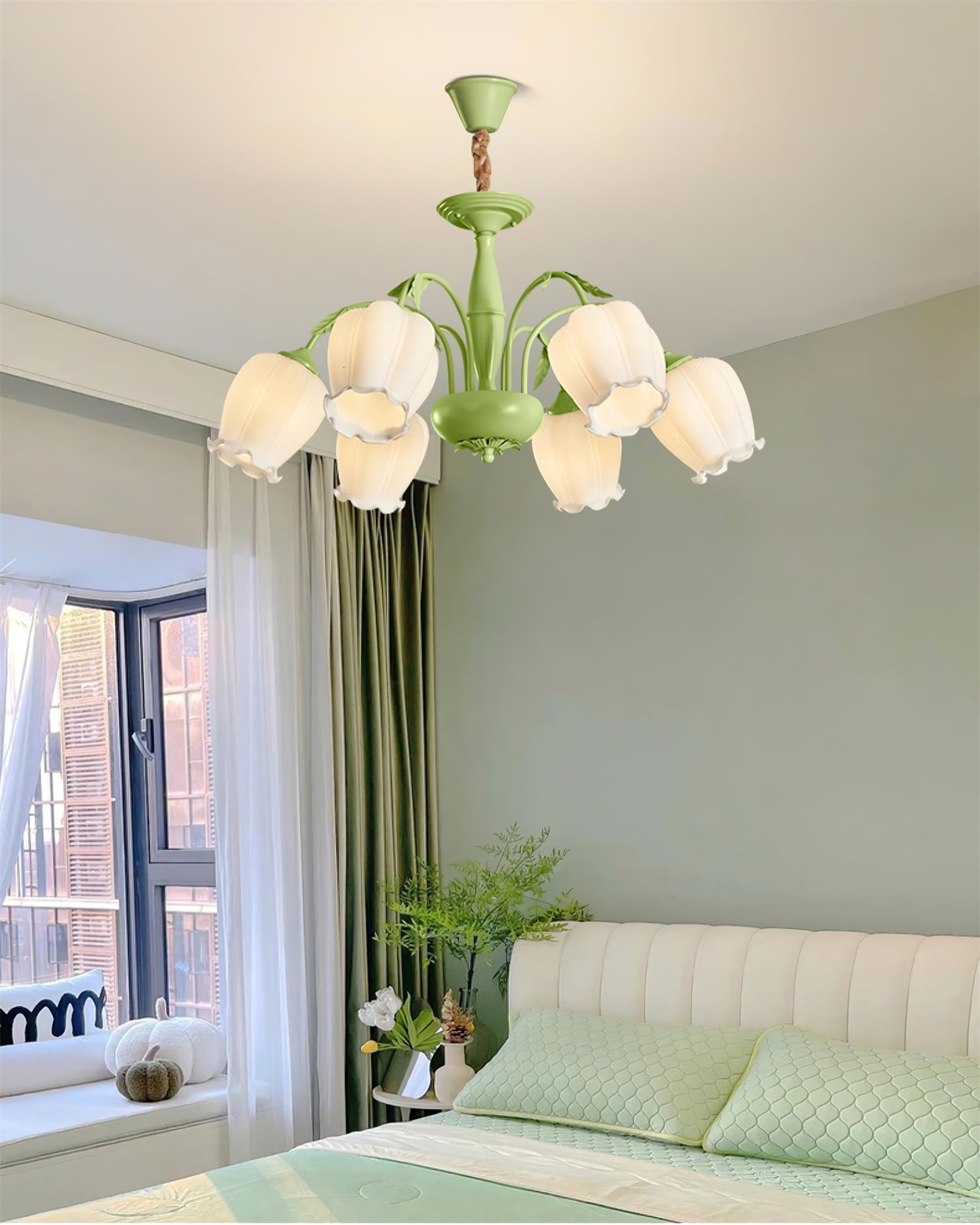 Elegant Rococo Style Floral Glass Chandelier Vintage Ceiling Pendant Light Fixture