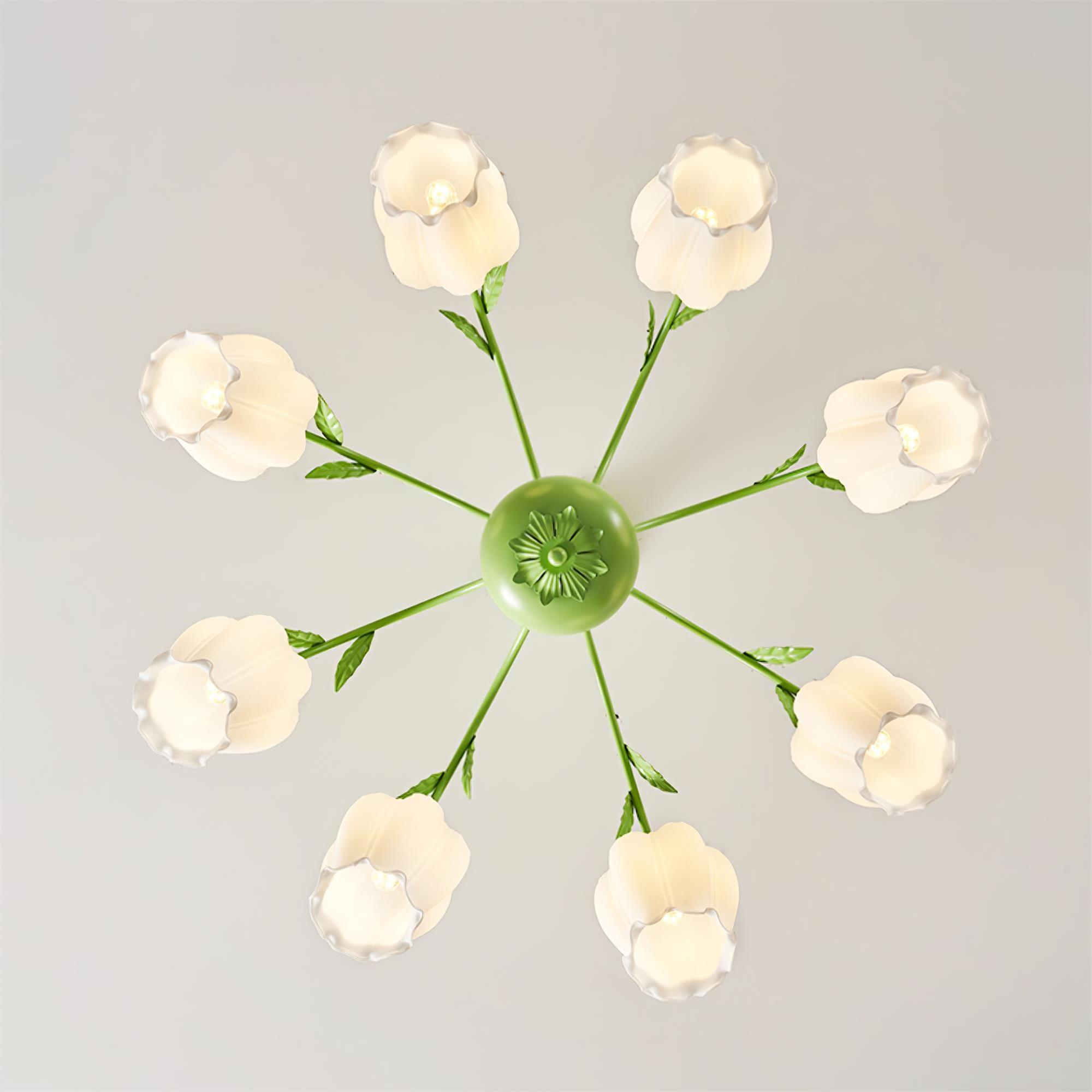 Elegant Rococo Style Floral Glass Chandelier Vintage Ceiling Pendant Light Fixture