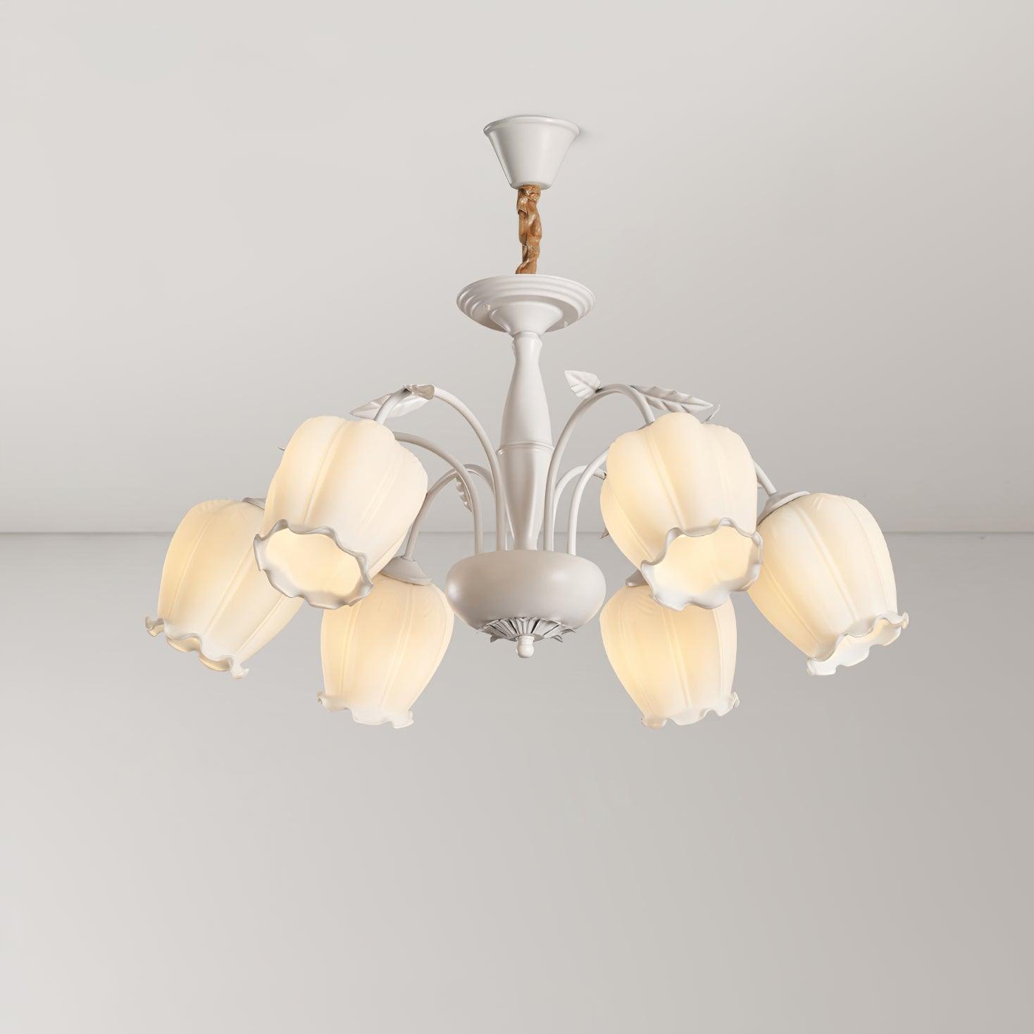 Elegant Rococo Style Floral Glass Chandelier Vintage Ceiling Pendant Light Fixture