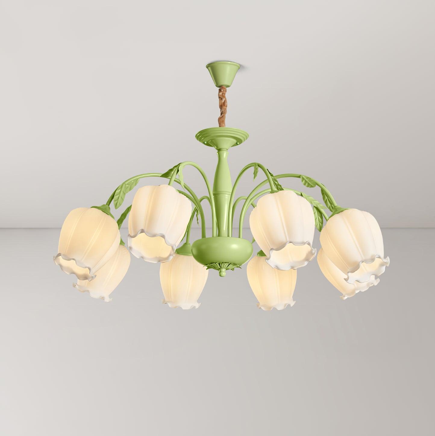 Elegant Rococo Style Floral Glass Chandelier Vintage Ceiling Pendant Light Fixture