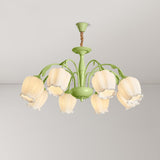 Elegant Rococo Style Floral Glass Chandelier Vintage Ceiling Pendant Light Fixture
