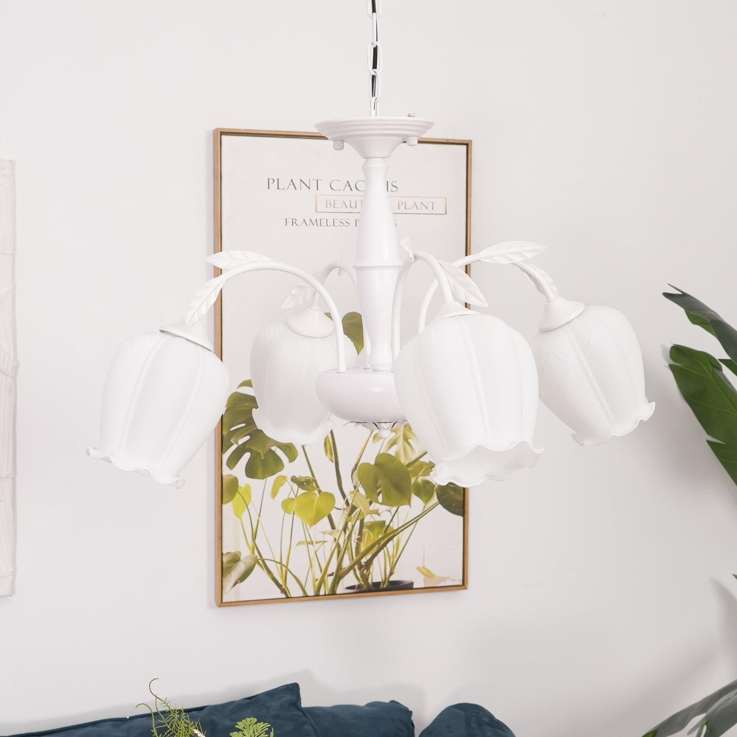 Elegant Rococo Style Floral Glass Chandelier Vintage Ceiling Pendant Light Fixture